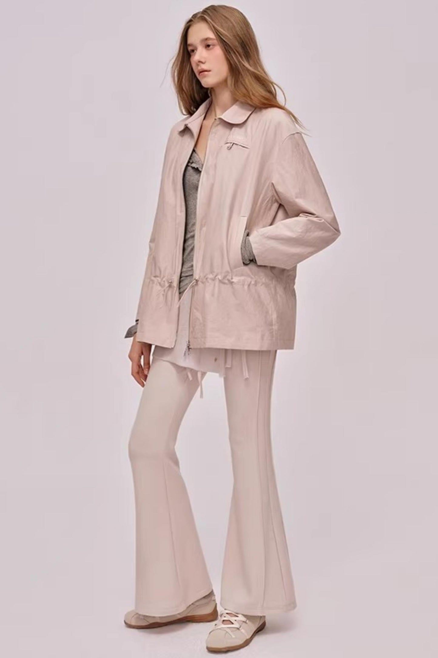 High-Waisted Drawstring Flared Pants