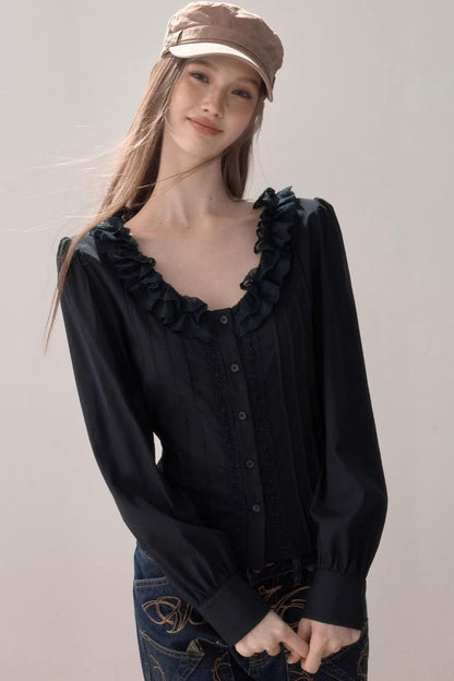 Puff Sleeve V-Neck Blouse