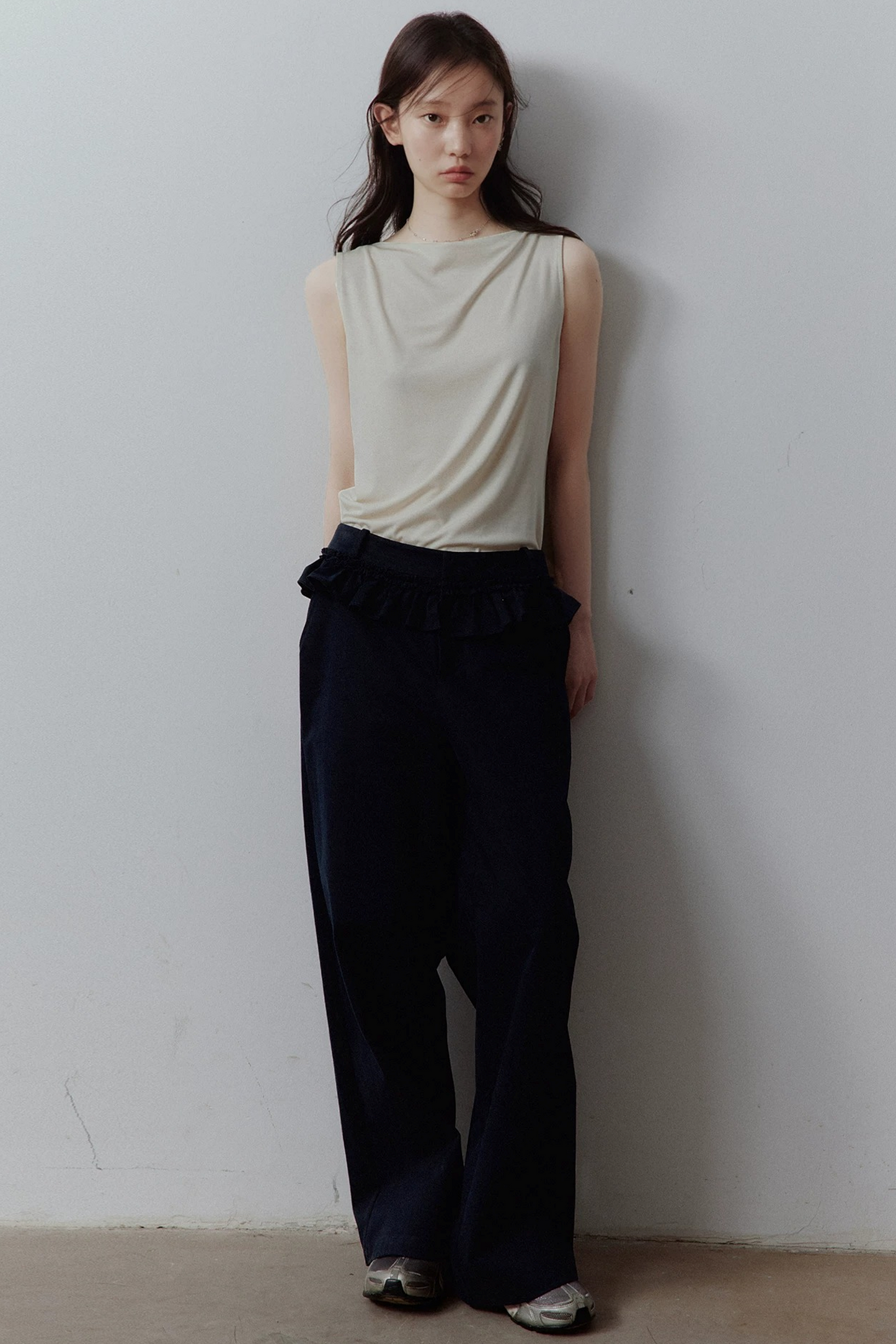 Plush Blue Layered Cotton Trousers
