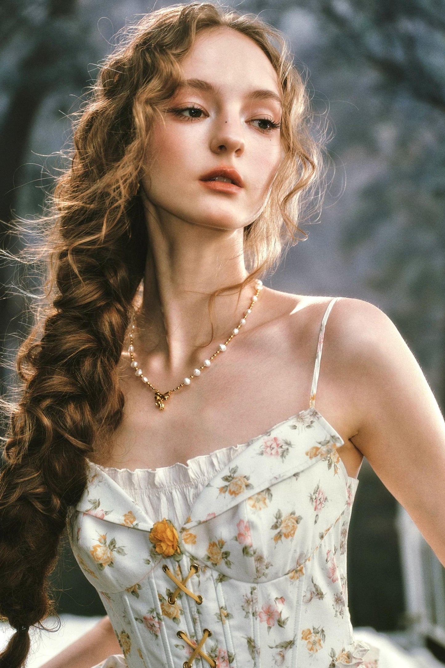 French Rustic Orange Floral Dress Set-Up