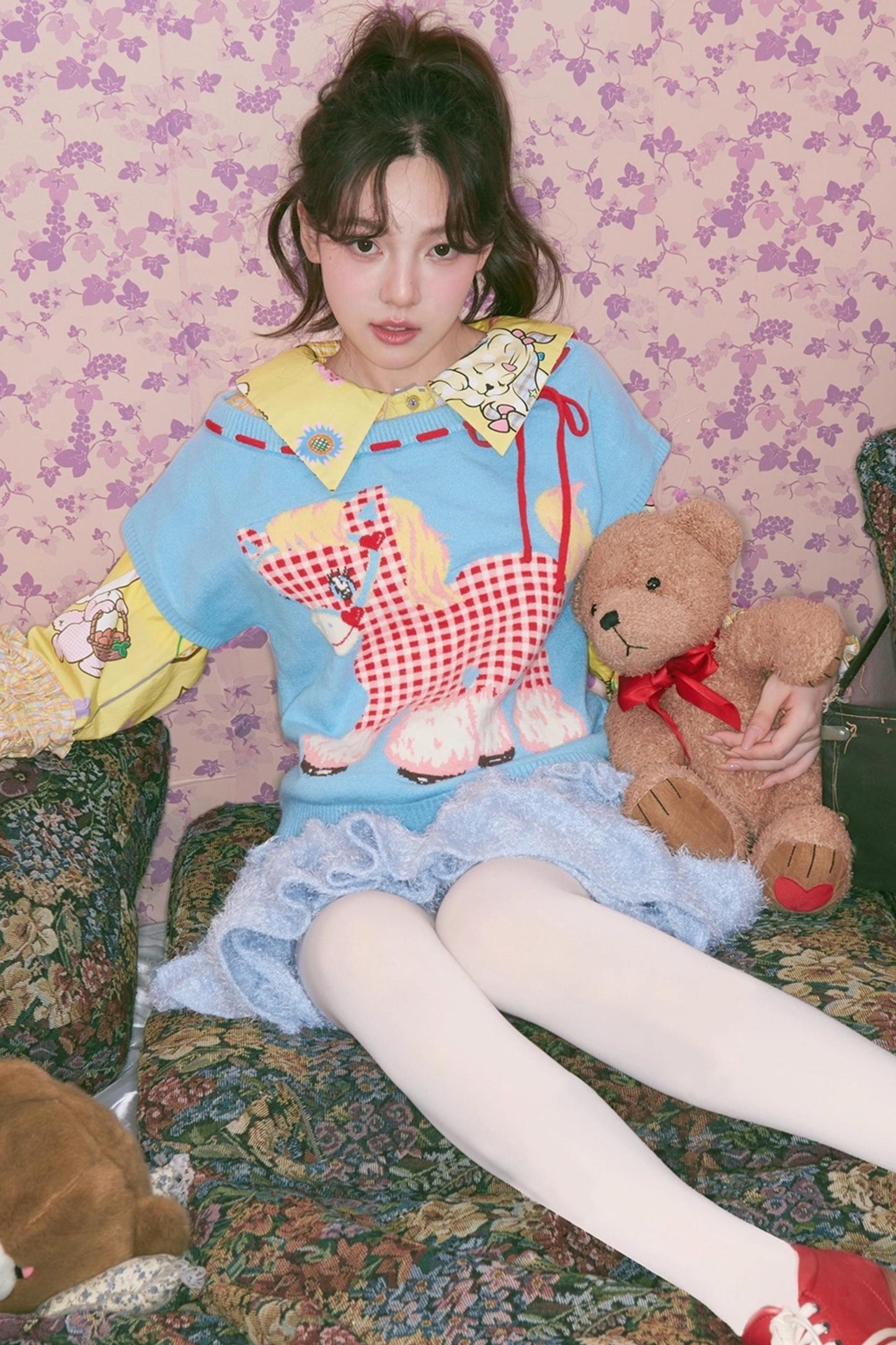 Plaid Pony Knitted Vest