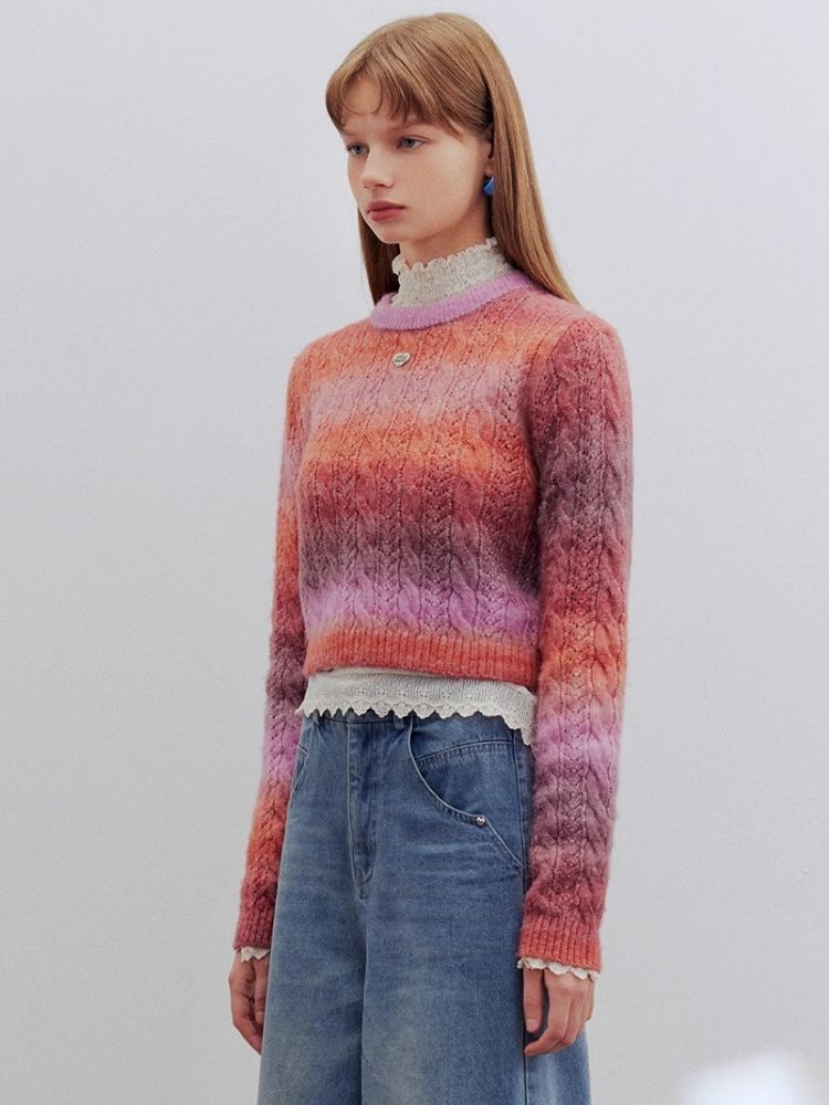 Colorful Long Sleeve Knit Sweater