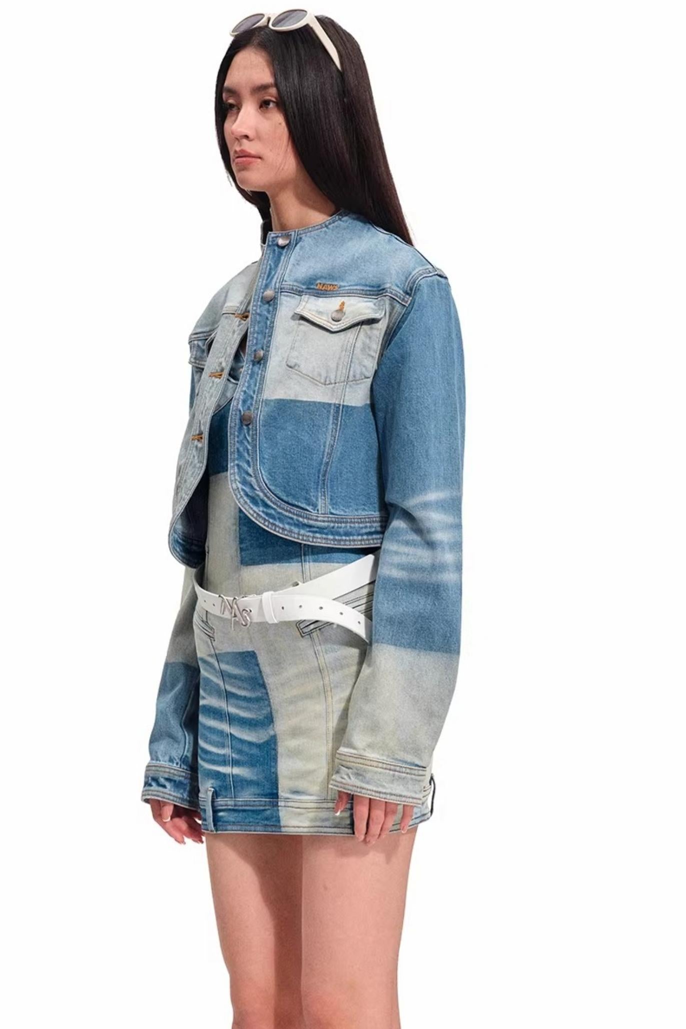 Colorblock-Denimkleid