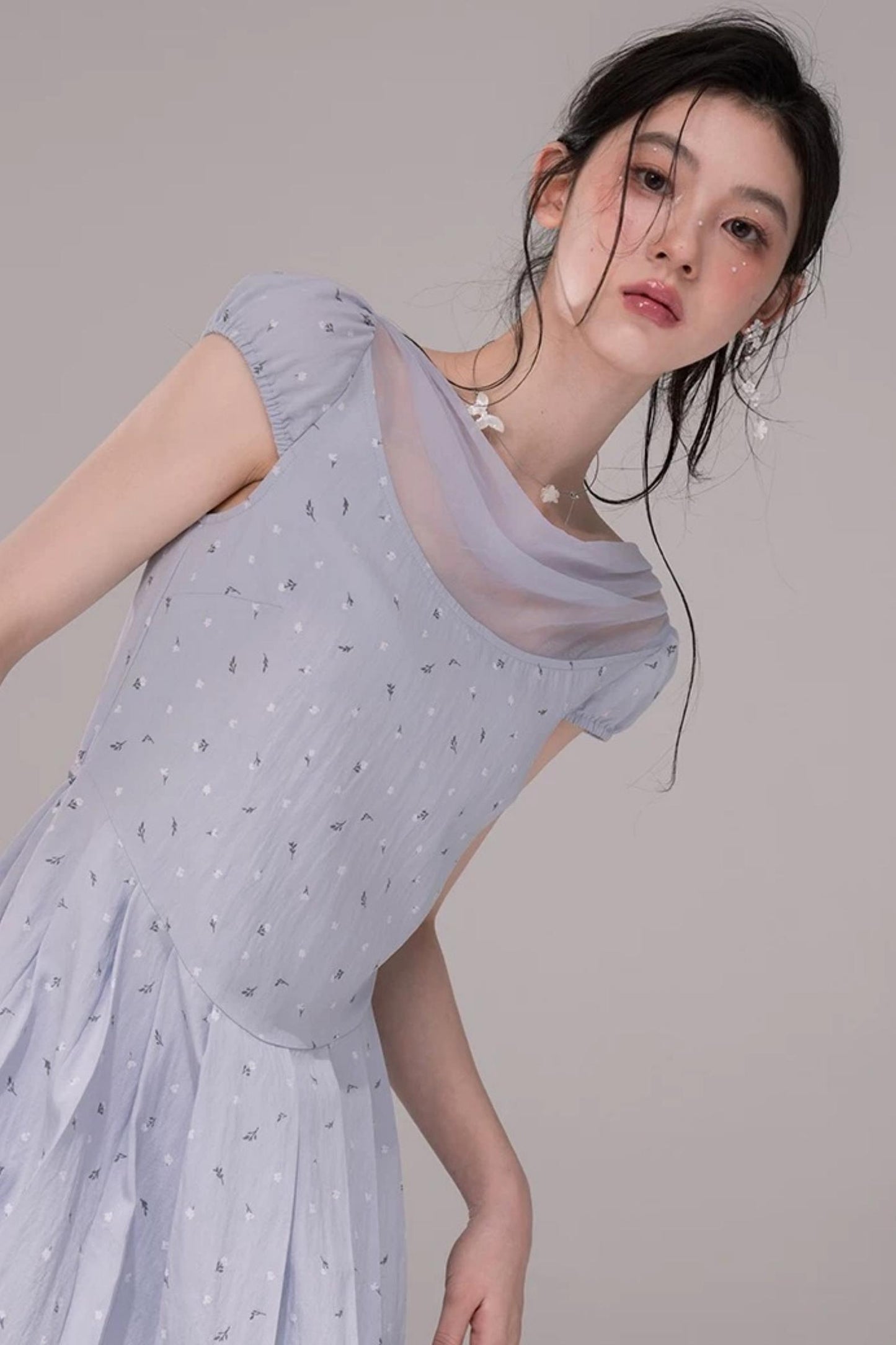 Misty Blue Ruffled Dress