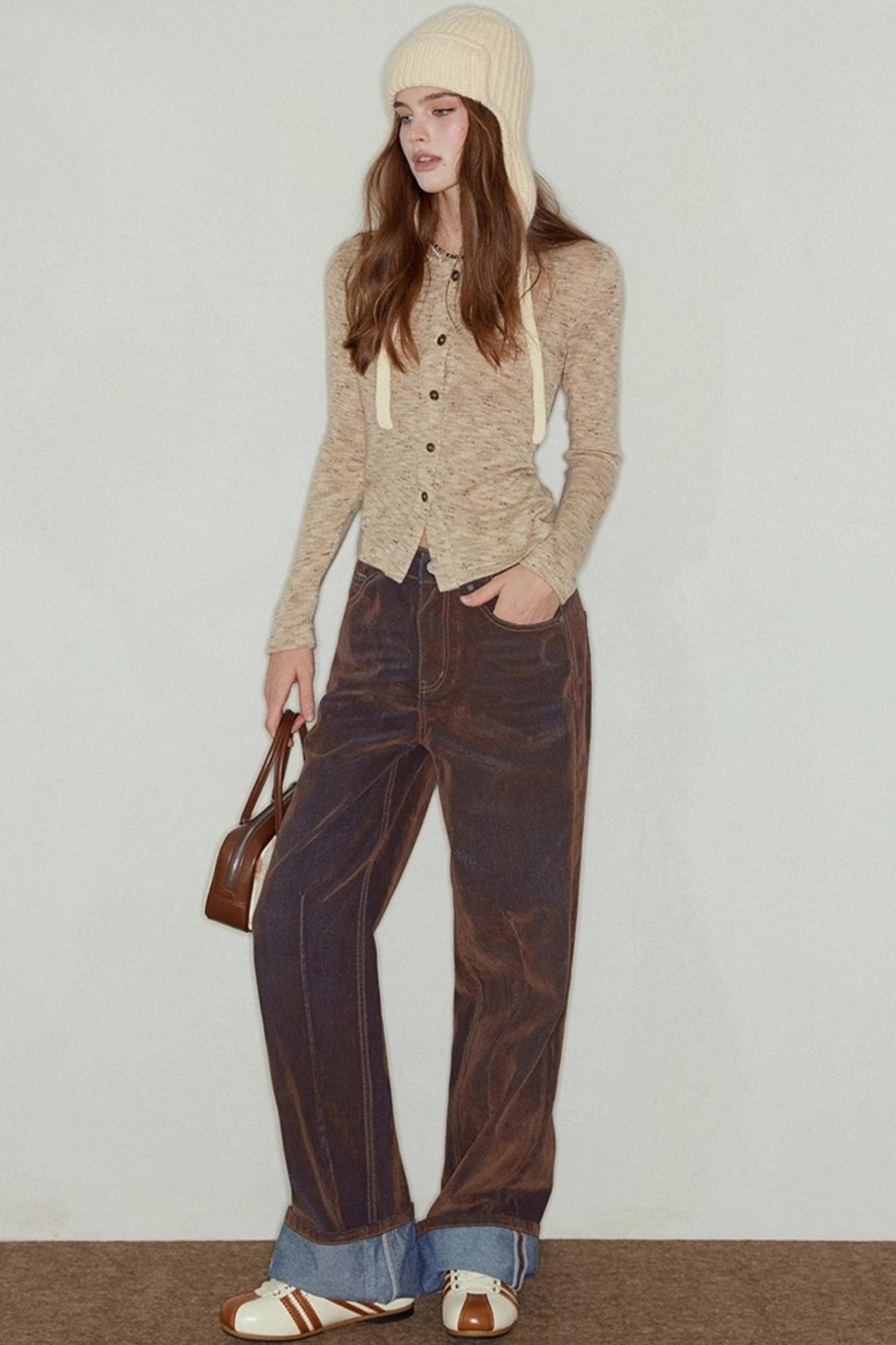 Heavy Washed Vintage Straight Jeans