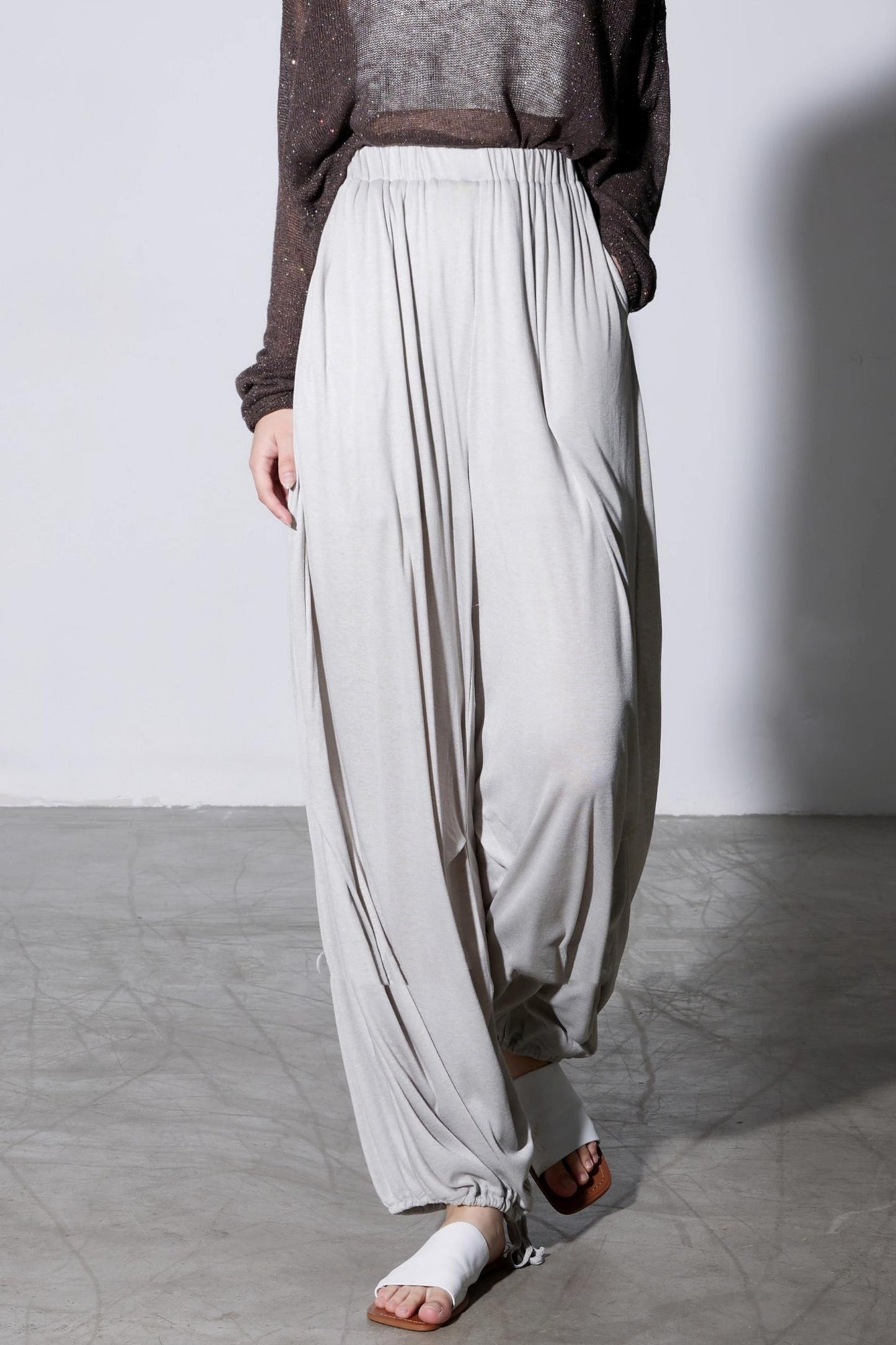 Mulberry Silk Draped Lantern Pants