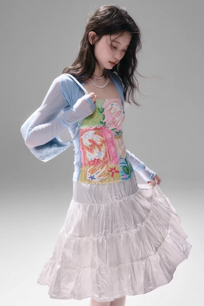 Mesh Splicing Hand-Painted Vest Top