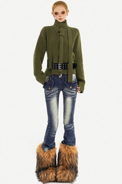 Retro Stand-Up Collar Cardigan