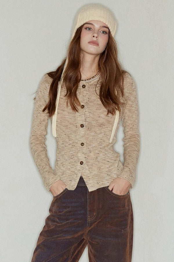 Flower Camel Knit Sweater