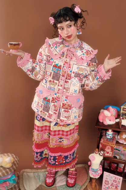 Rosa Patchwork Steppjacke