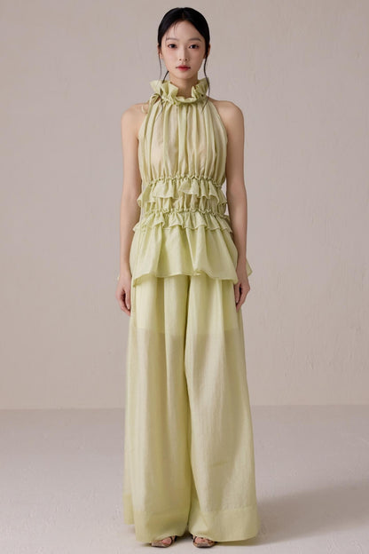 Ruffled Summer Top Pants Set-Up