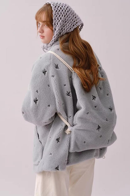 Soft Velvet Floral Backpack