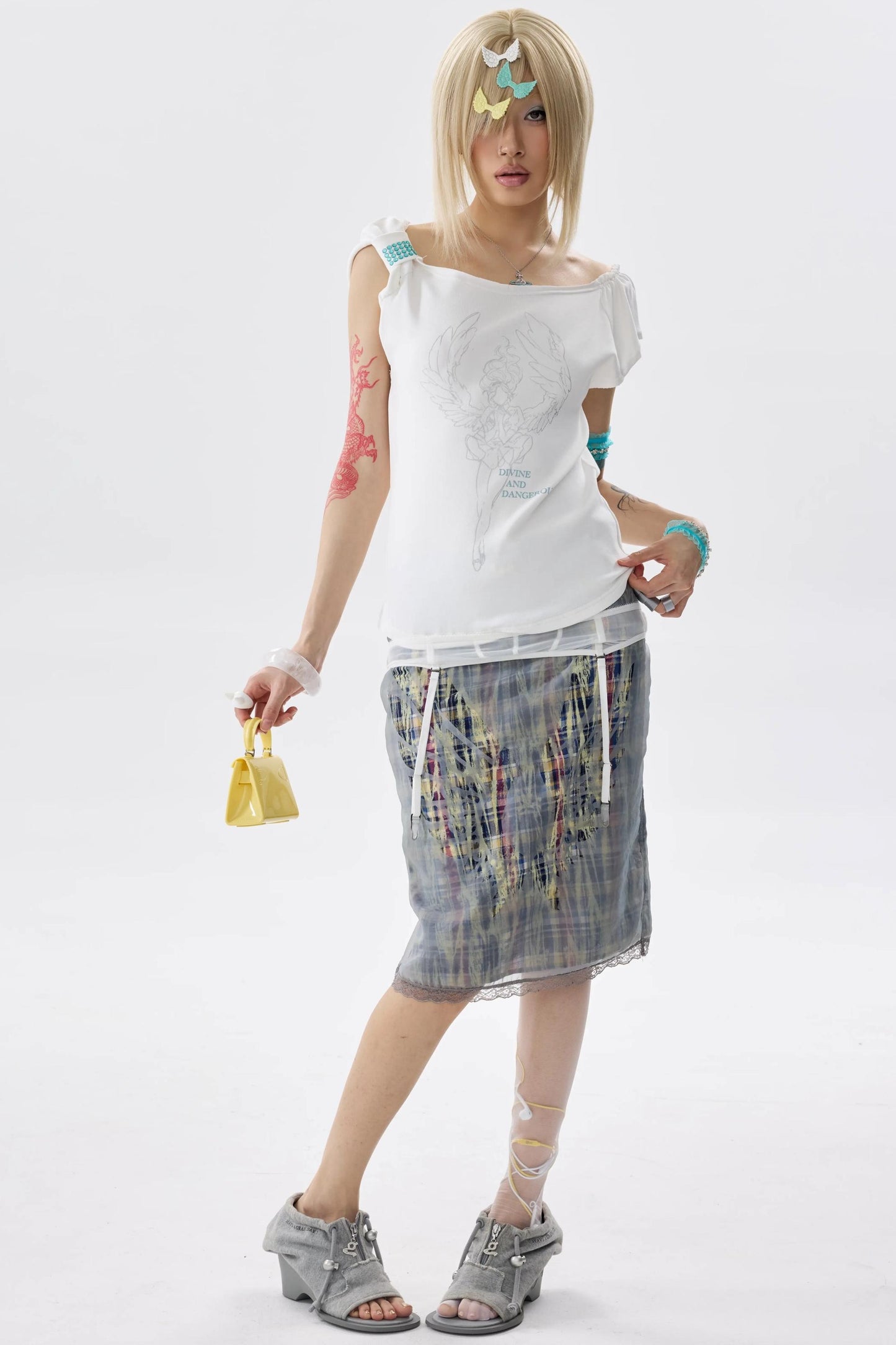 Two-Color Rhinestone Ruched Top