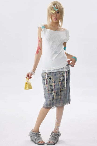Two-Color Rhinestone Ruched Top