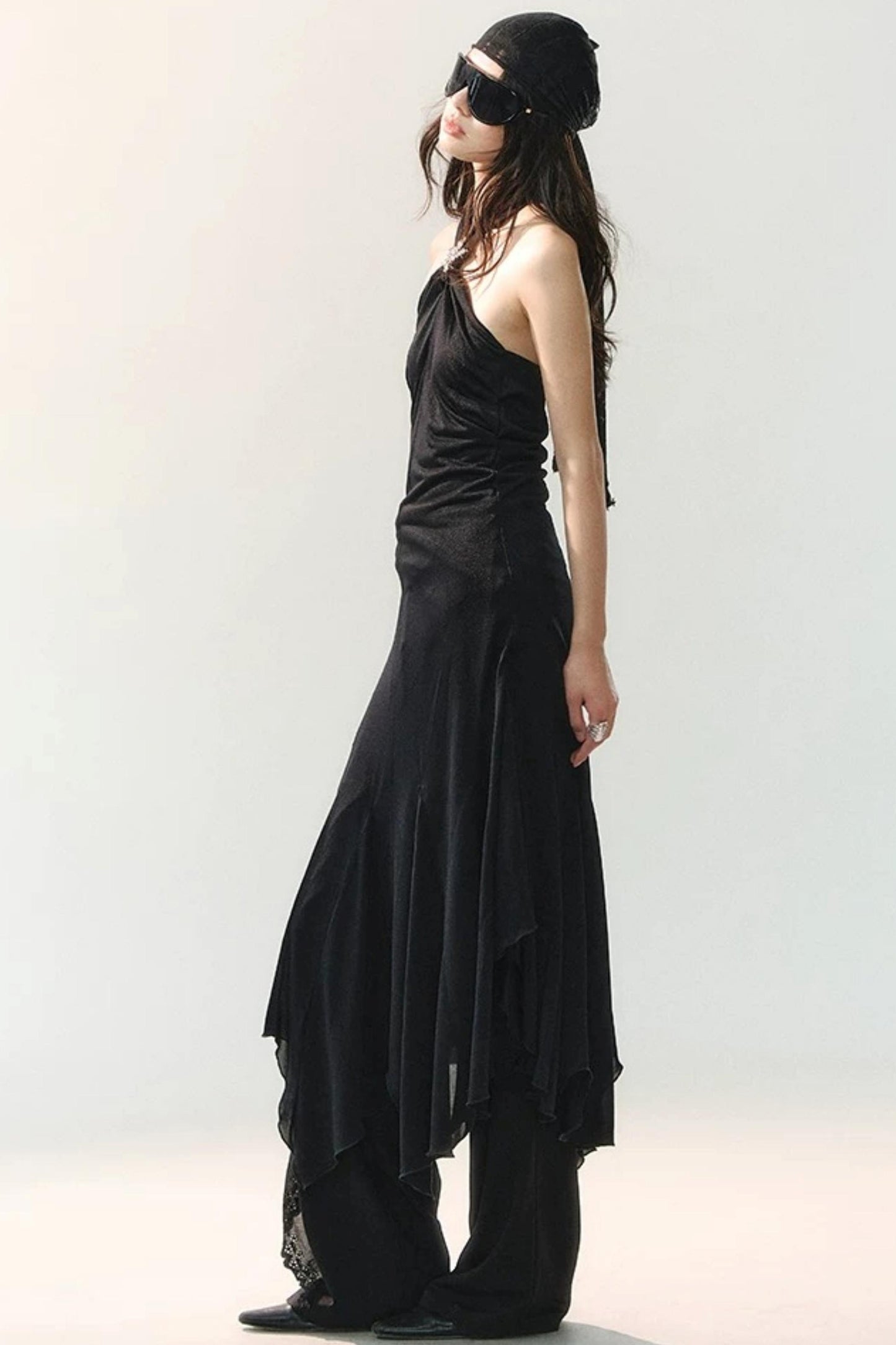 Mulberry Silk Asymmetrical Wide-Leg Pants