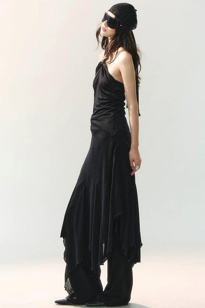 Mulberry Silk Asymmetrical Wide-Leg Pants