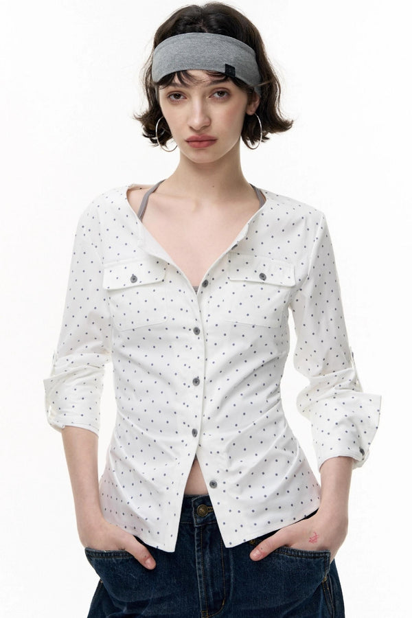 Retro Polka Dot Long Sleeve Shirt