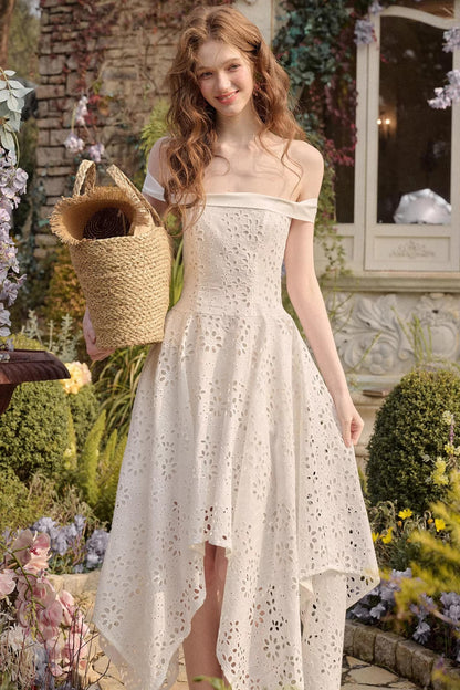 Milky Way Asymmetrical White Dress