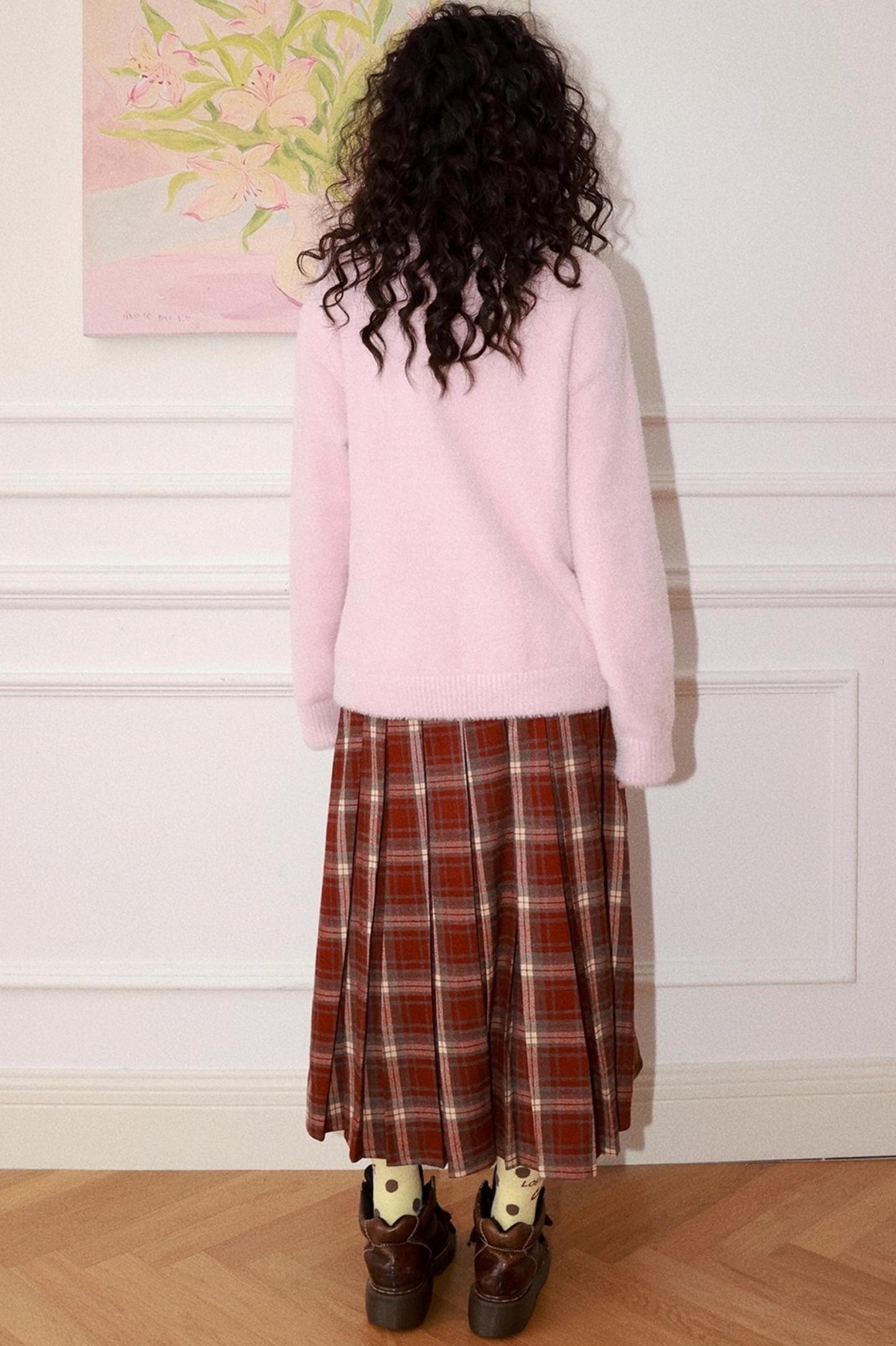 Pink Cat Imitation Mink Sweater