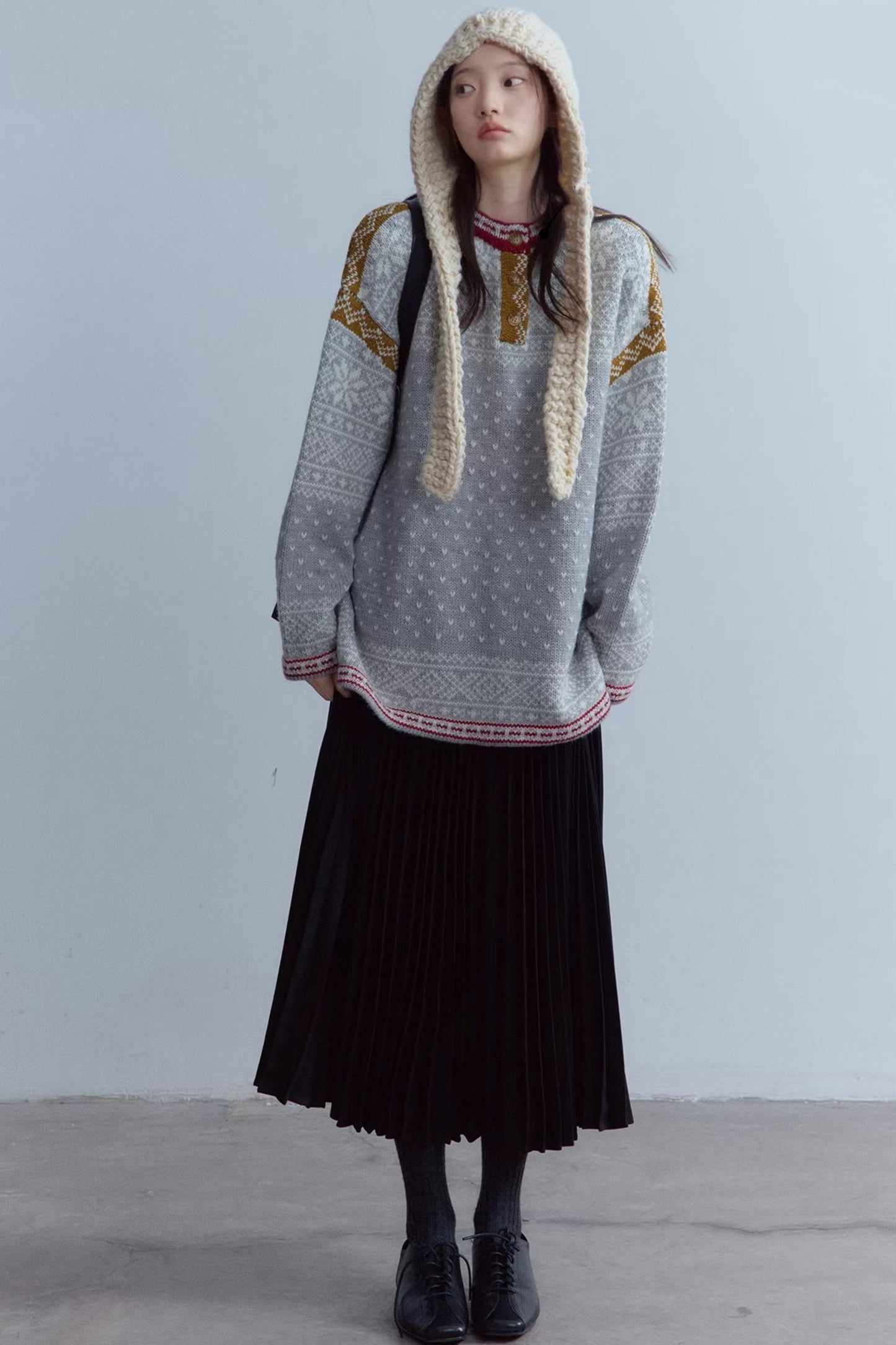 Snowflake Gray Wool Sweater