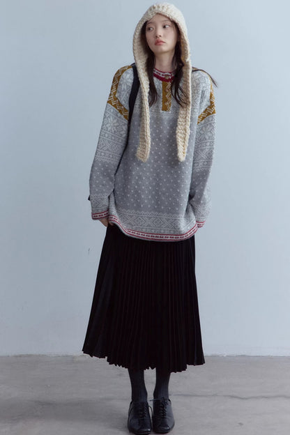 Snowflake Gray Wool Sweater