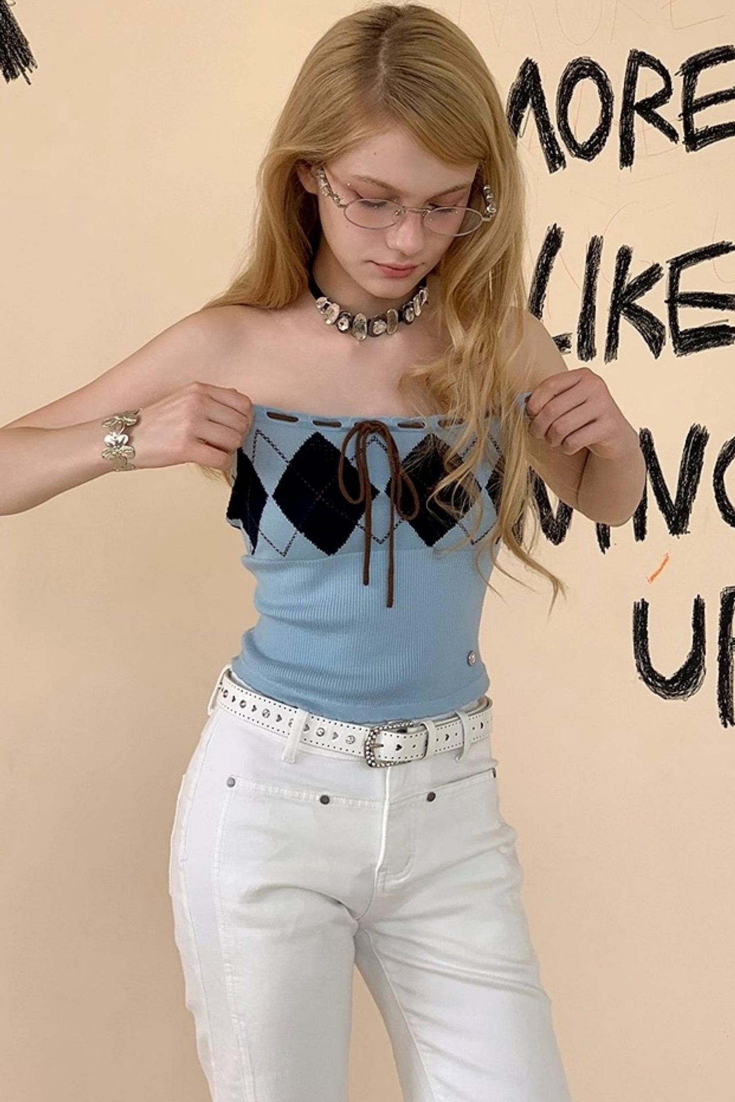 Blue Diamond Cashmere-Silk Smocked Top