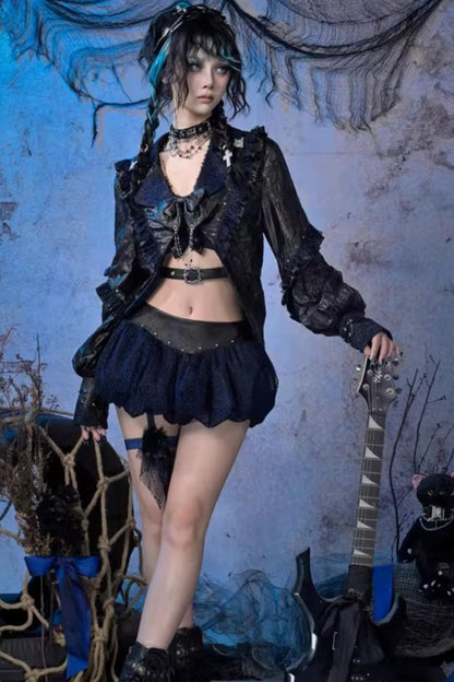 Grunge Studded Lace Jacket