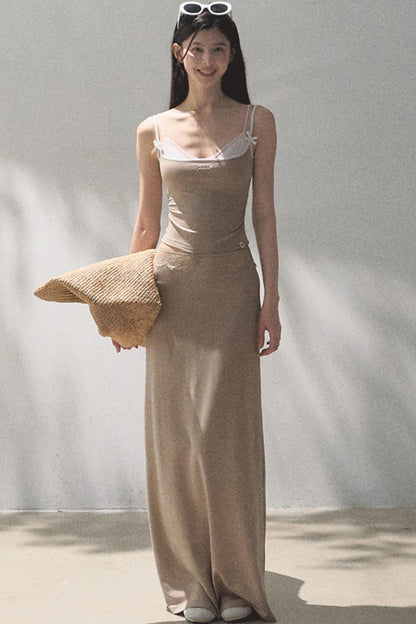 Lace-Trimmed High Waist Skirt