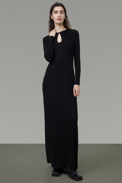 Elegant Black Slim Long Dress