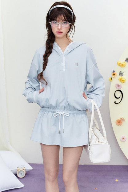 Drape Hoodie Sweater Dress