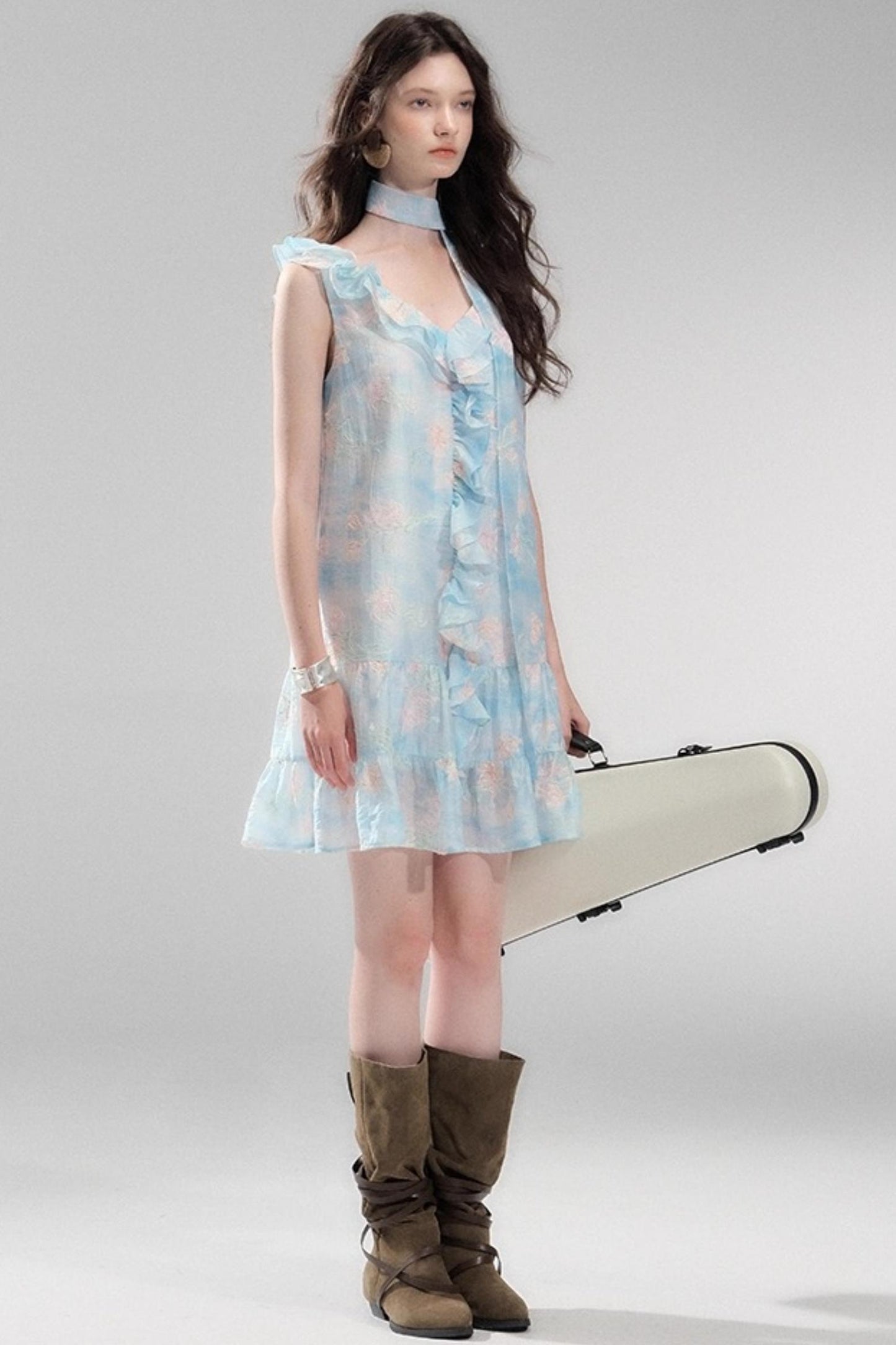 Sea Glass Tencel Ruffle Crop Dress Set-Up