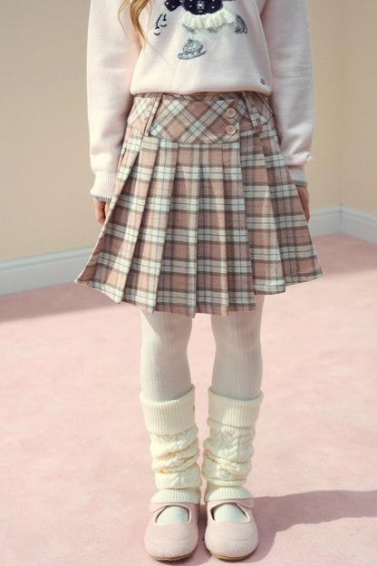Pink Plaid Wool Skirt