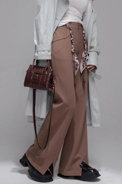 Silk Belted Bootcut Slacks