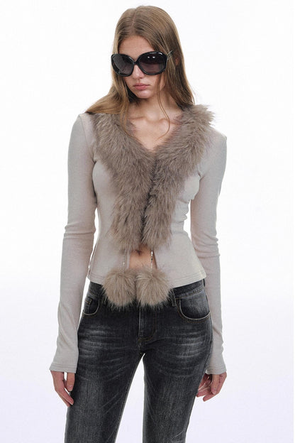 Raccoon Fur Knit Top