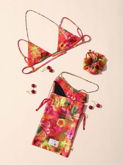 Summer Fruit Dopamine Print Bikini Set