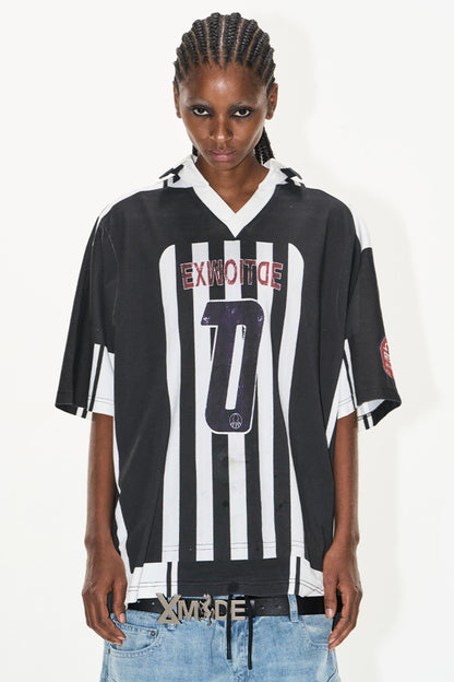 Striped V-Neck Polo Tee