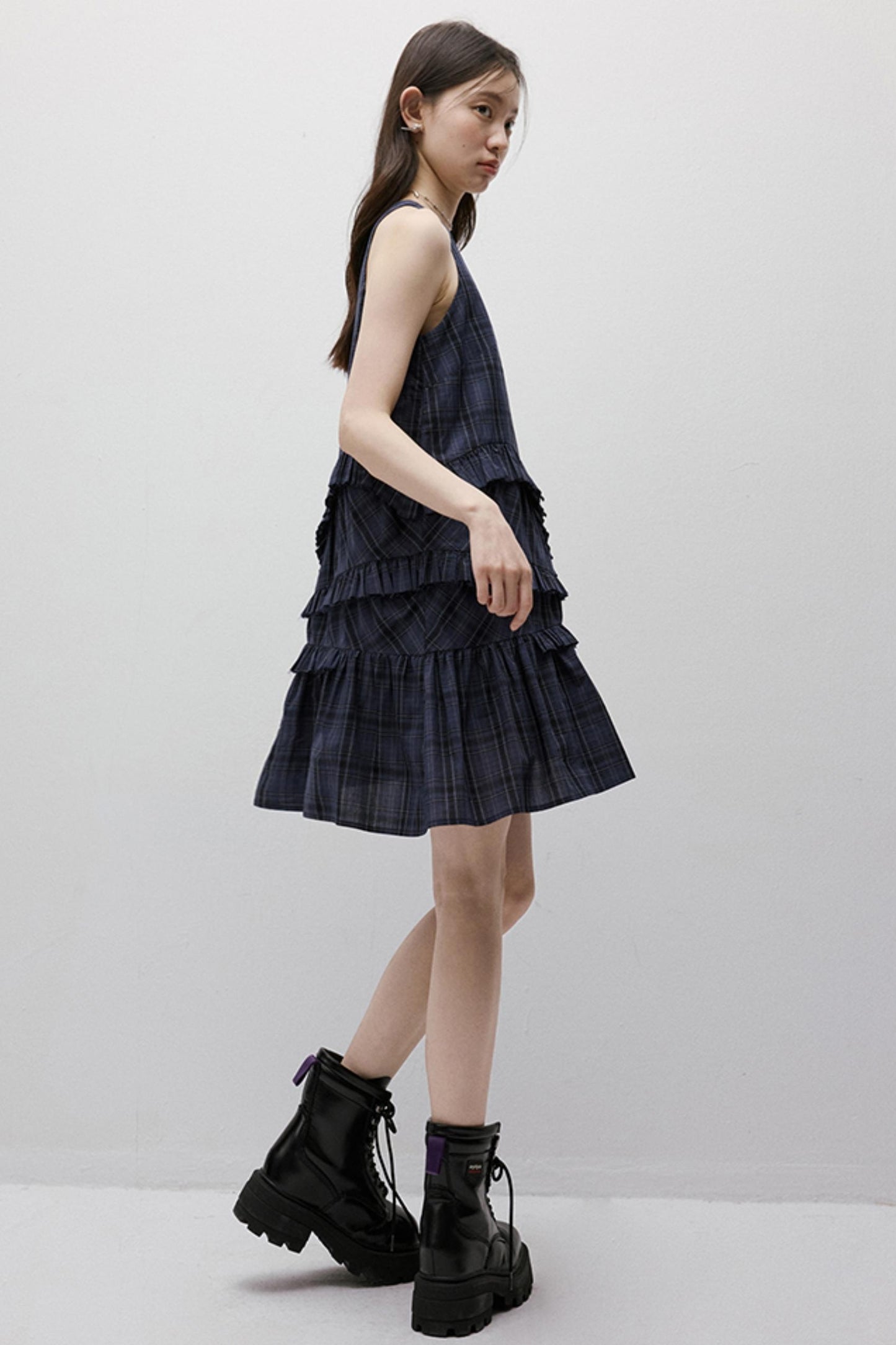 Midnight Blue Check Dress