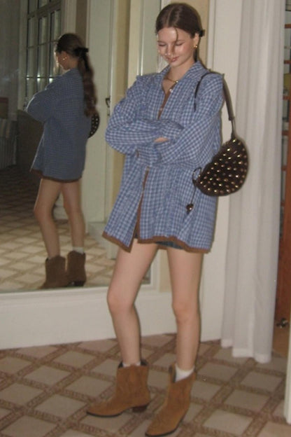 Contrast Fake Two-Piece loose Shirt