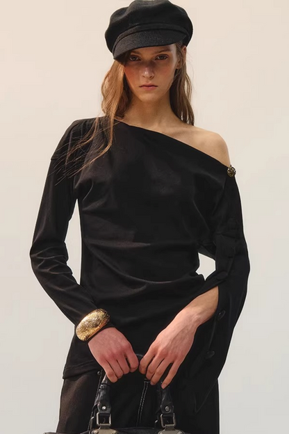 Golden Button Closure Blouse