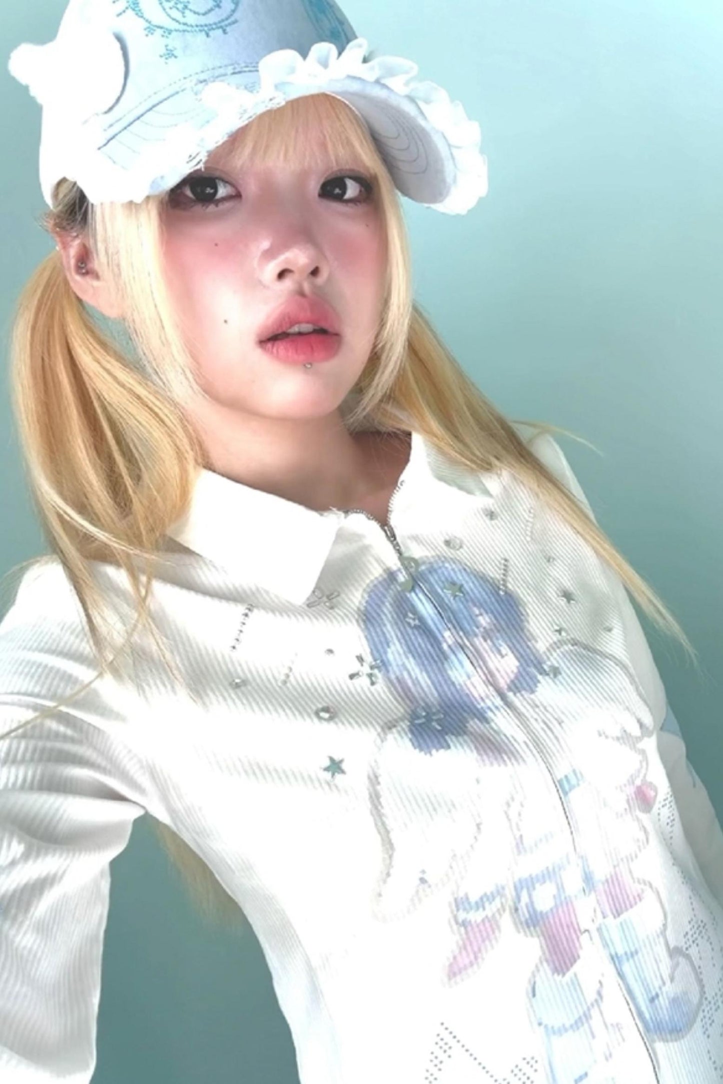 Dreamcore Aqua Stripe Long Sleeve Shirt