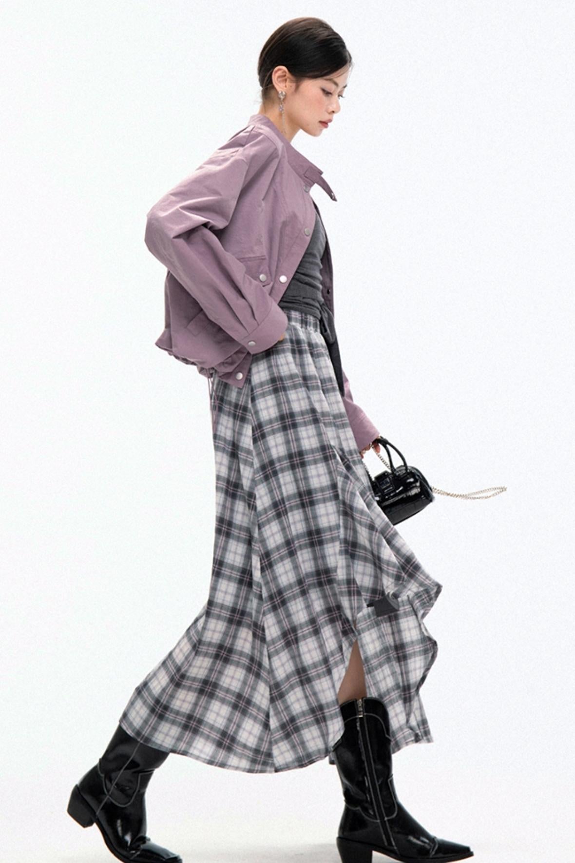 Ash Pink Plaid Large Skirt