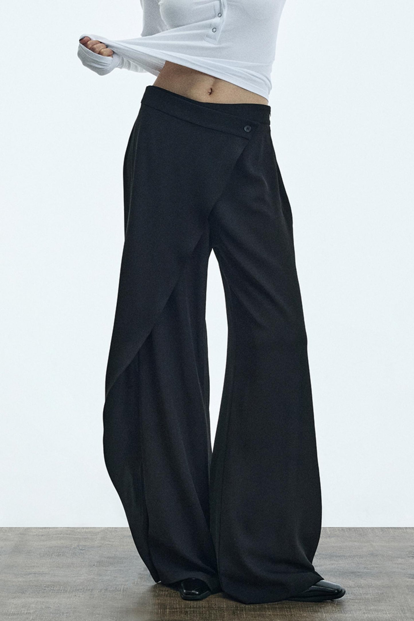 Asymmetrical Black Winter Pants