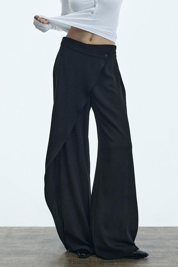 Asymmetrical Black Winter Pants