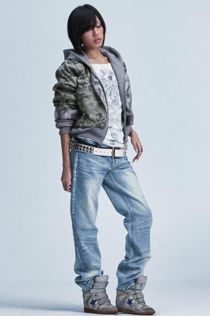 Vintage Washed Distressed Jeans Pants