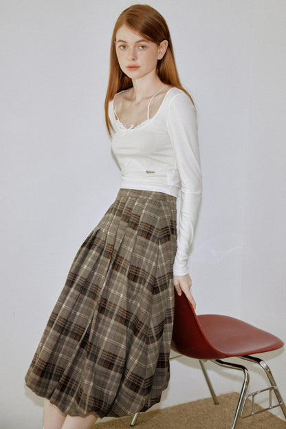 Vintage Pleated Midi Skirt