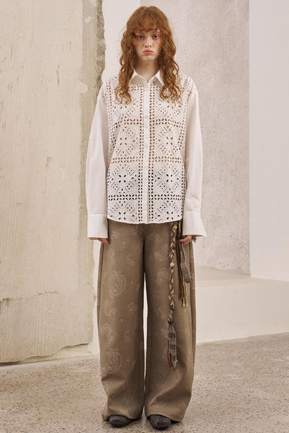 Front Lace Thin Cut-Out Shirt