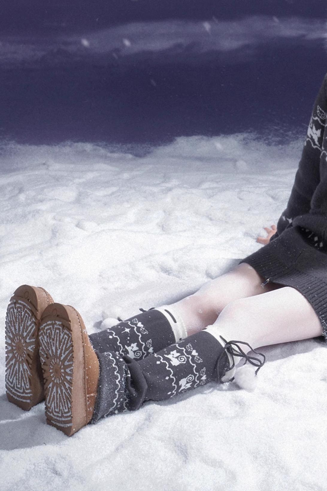 Fair Isle Knit Snow Socks Covers