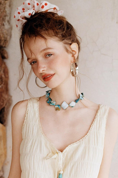 Beige Textured Lace Skirt Set-Up