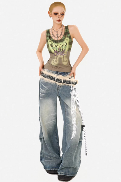 Retro Camouflage Butterfly Tank Top