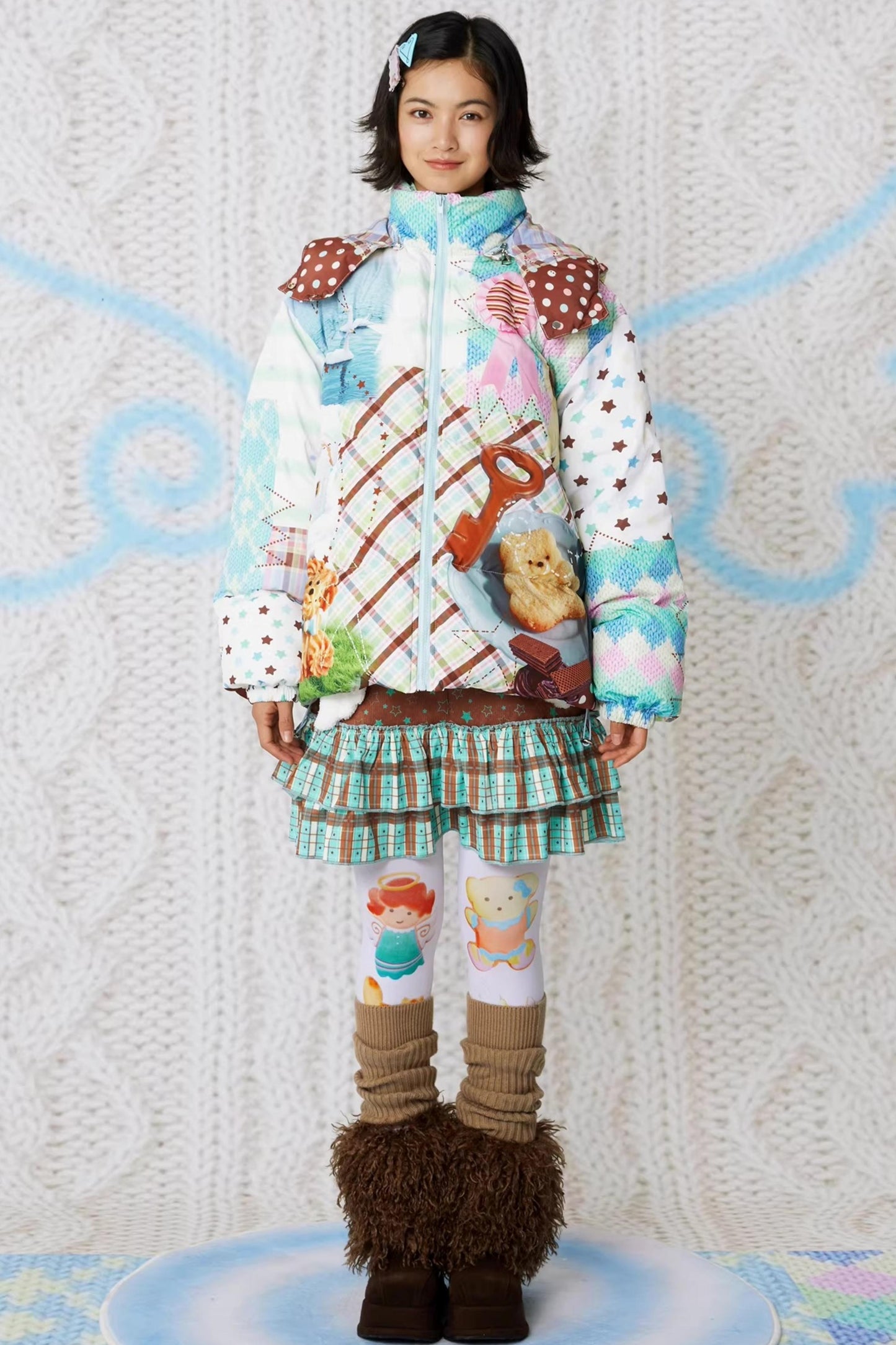 Bunte Engel-Daunenjacke